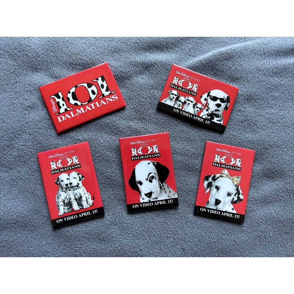 Vintage Disneys 101 Dalmatians Promo Video Buttons‎ 5 Pins